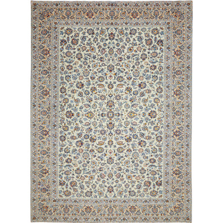 Hand Made Rug Kashan Persia 308x416 Cream Blue