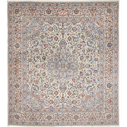 Hand Made Rug Kashan Persia 352x390 Cream White