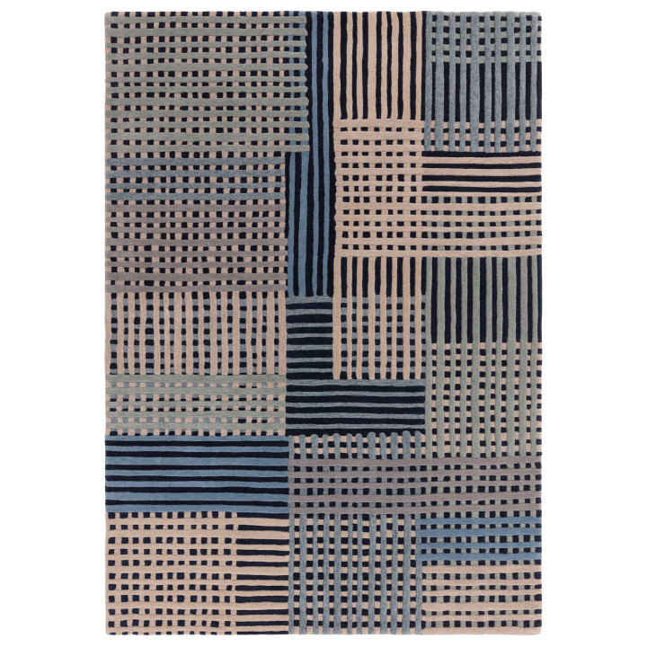 Tappeto Aspect geometrico blu scuro e azzurro 16