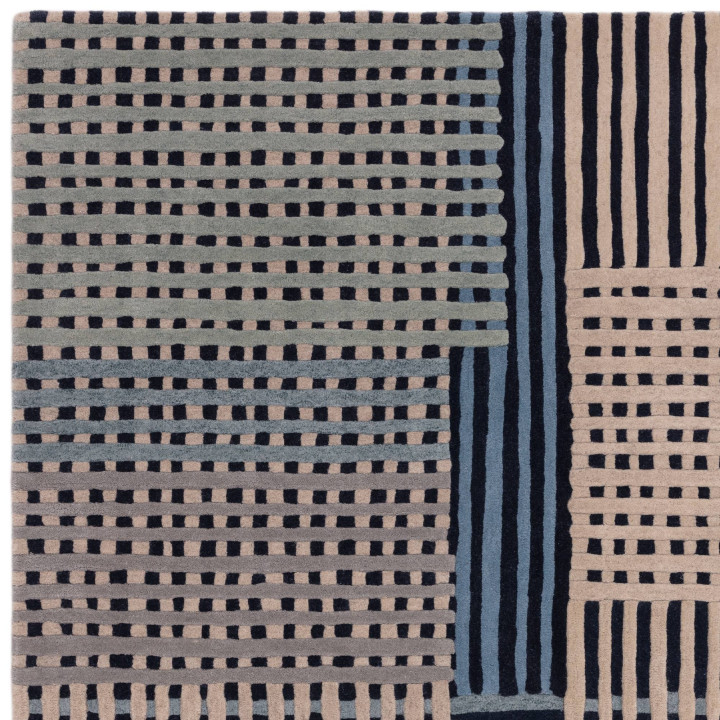Tappeto Aspect geometrico blu scuro e azzurro 16