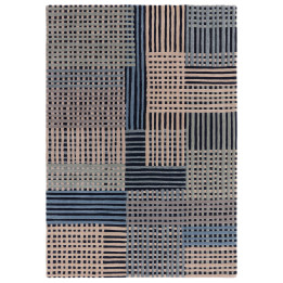 Tappeto Aspect geometrico blu e beige 200x290 cm
