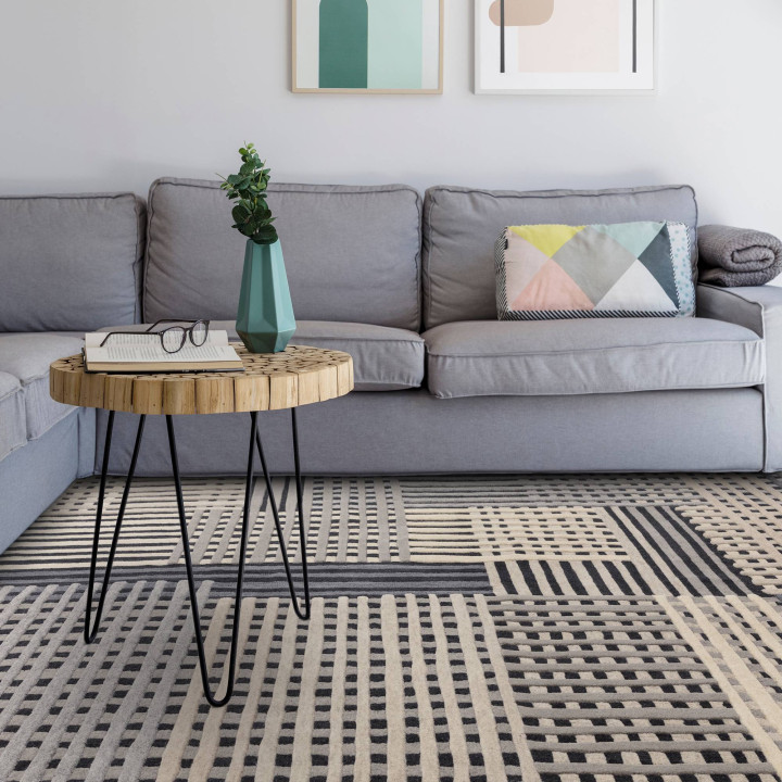 Rug Aspect geometric grey black beige 160x230 cm