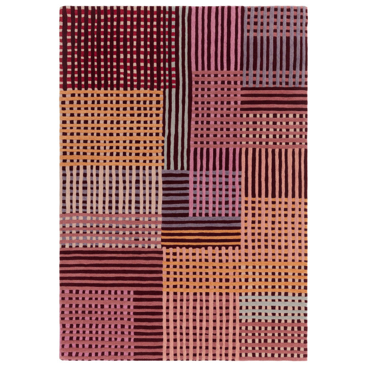 Tappeto Aspect geometrico rosso e bordeaux 120x1