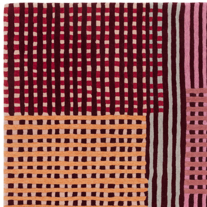 Tappeto Aspect geometrico rosso e bordeaux 120x1