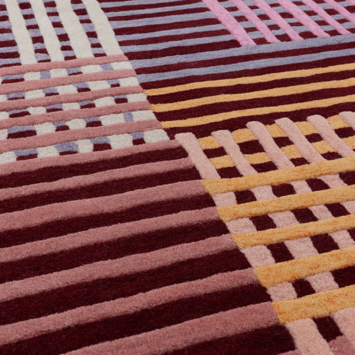Tappeto Aspect geometrico rosso e bordeaux 120x1