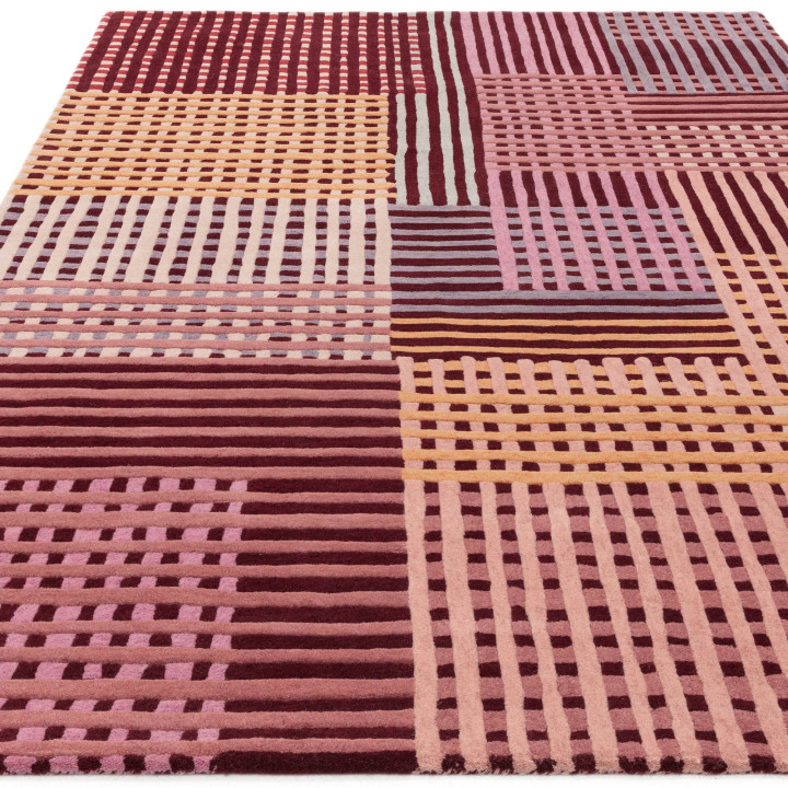 Rug Aspect geometric red burgundy orange beige l