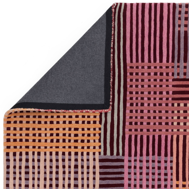 Rug Aspect geometric dark red burgundy pink oran