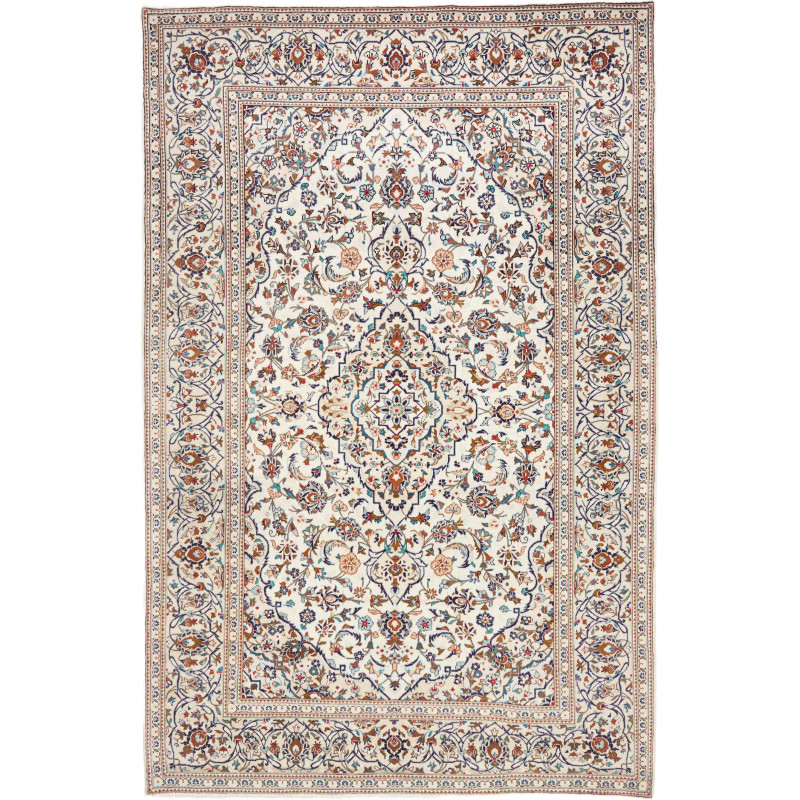 Hand Made Rug Kashan Persia 198x304 Cream Blue