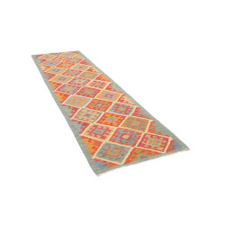 Tappeto Kilim Afghanistan 84x292 Rosso Blu Aran