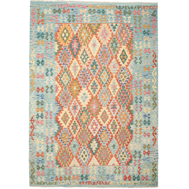 Rug Kilim Afghanistan 209x299 Blue Terracotta P