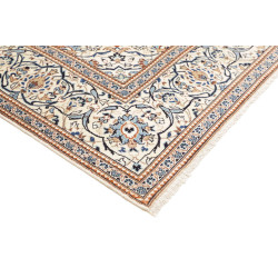 Hand Made Rug Kashan Persia 200x304 Cream Blue