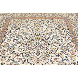 Hand Made Rug Kashan Persia 200x304 Cream Blue
