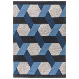 Rug Camden geometric blue light blue dark grey o