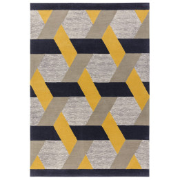 Rug Camden geometric yellow grey dark blue 120x1