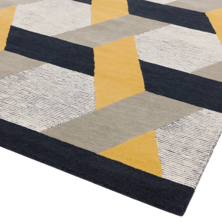 Rug Camden geometric yellow grey dark blue 120x1