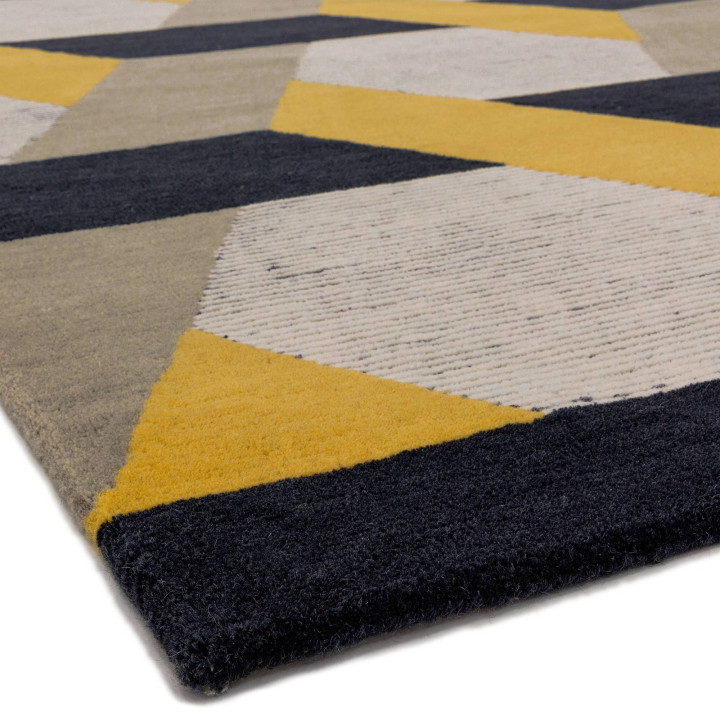 Rug Camden geometric yellow grey dark blue 120x1