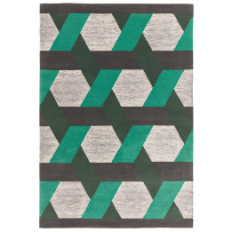 Rug Camden geometric green dark grey light grey