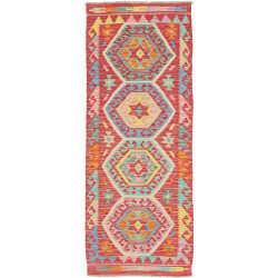 Rug Kilim Afghanistan 56x148 Red Sky Blue Yello