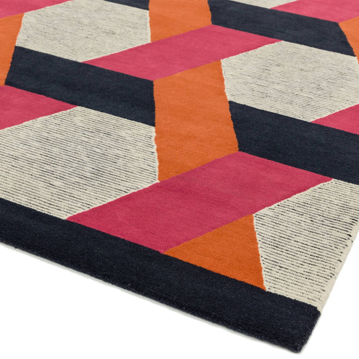 Tappeto Camden geometrico nero e arancione 160x2