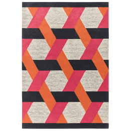Rug Camden geometric black orange fuchsia white