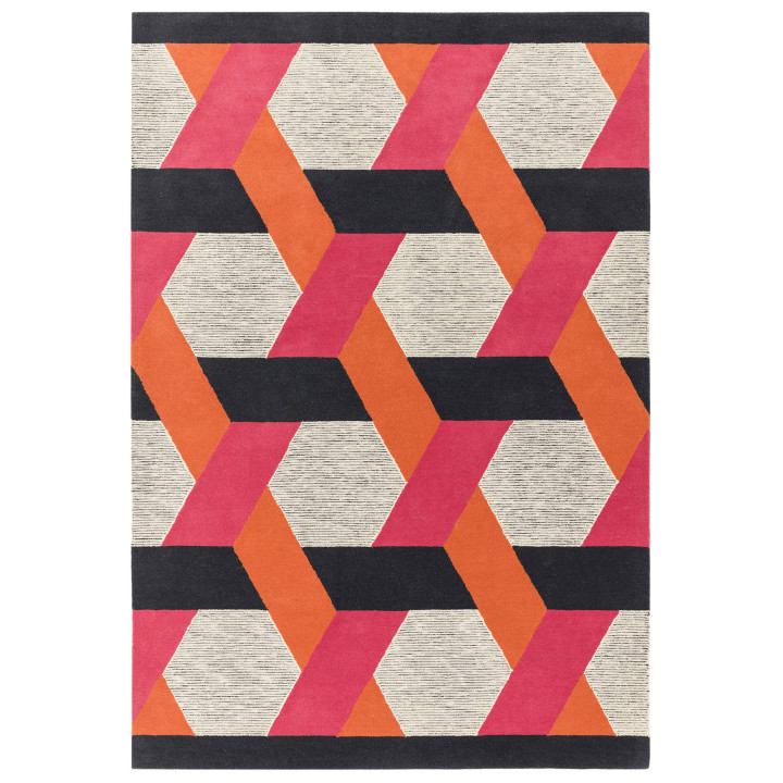 Tappeto Camden geometrico nero e arancione 200x3
