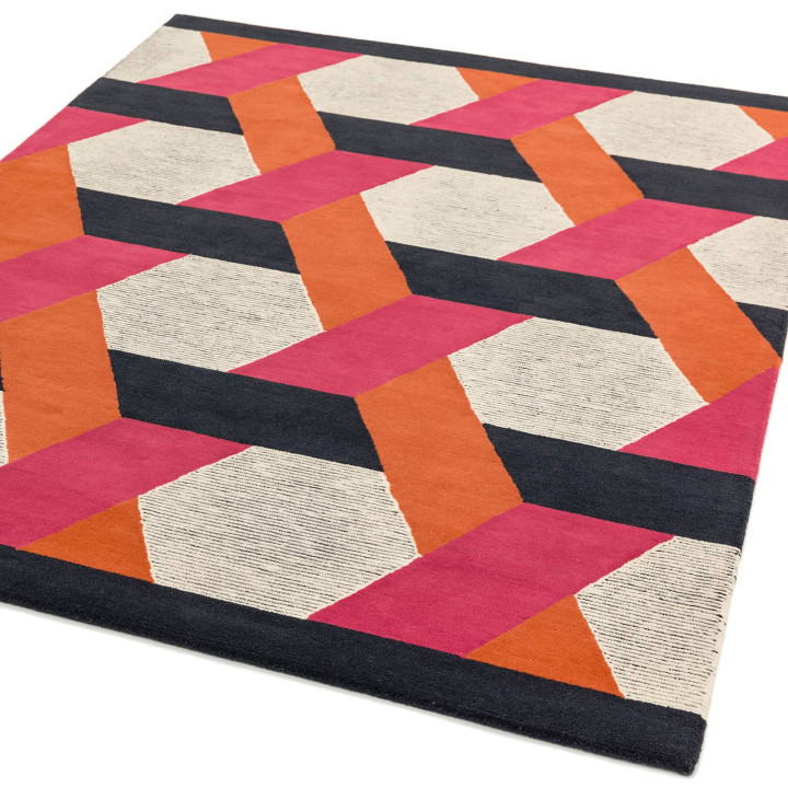 Tappeto Camden geometrico nero e arancione 200x3