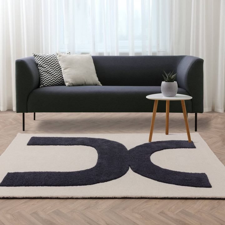 Rug Canvas abstract black white 160x230 cm