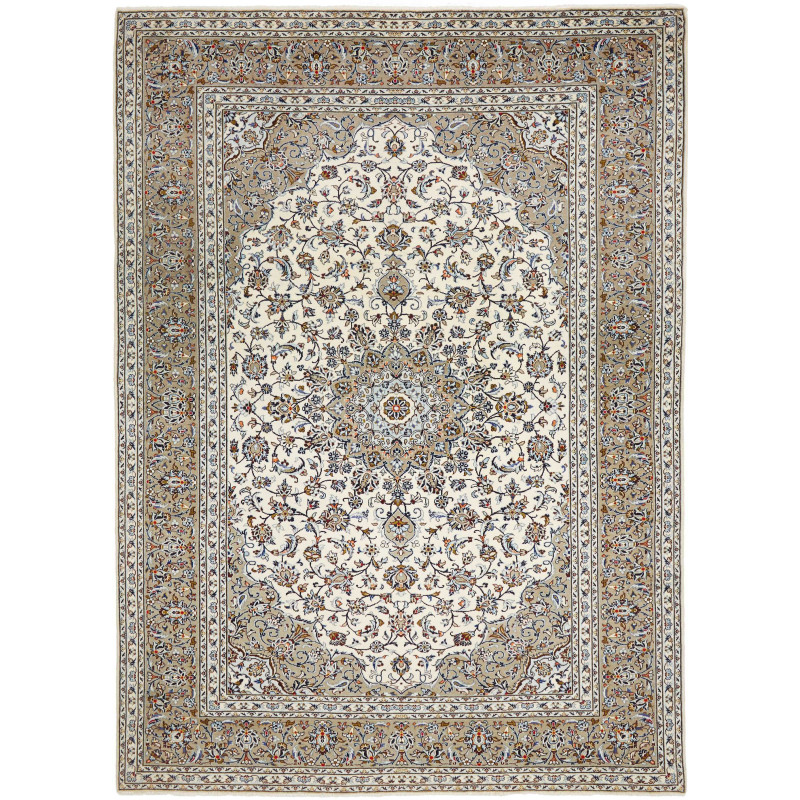 Hand Made Rug Kashan Persia 243x352 Cream White