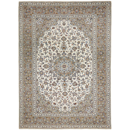 Hand Made Rug Kashan Persia 243x352 Cream White