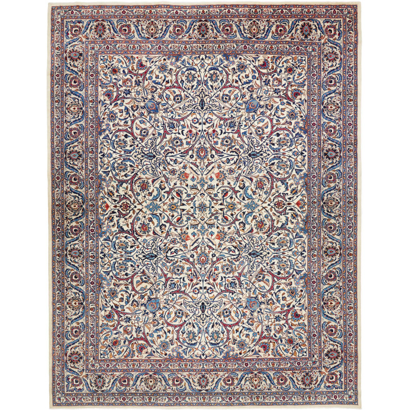 Hand Made Rug Mashad Persia 305x392 Cream Blue