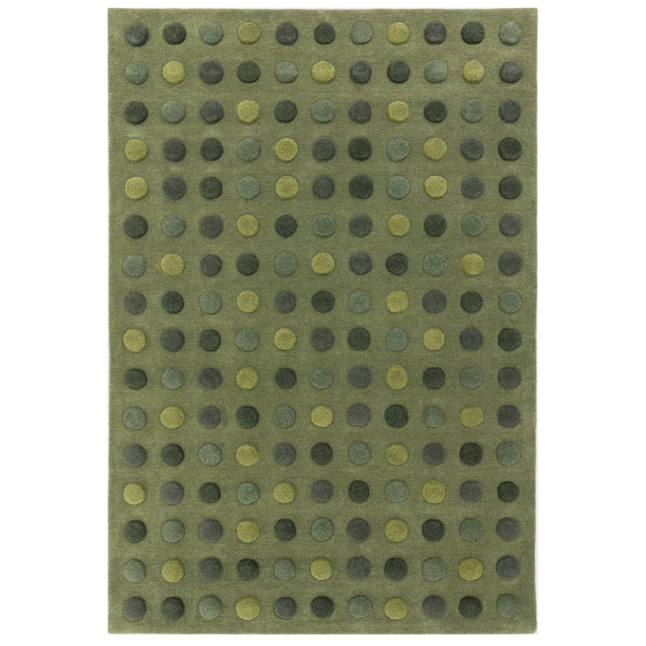 Rug Dotty geometric olive green light green dark