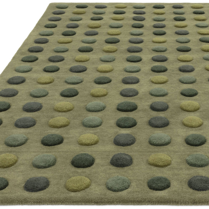 Tappeto Dotty geometrico verde oliva e verde chi