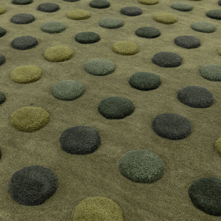 Rug Dotty geometric olive green light green dark