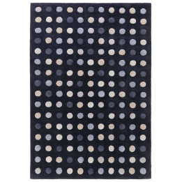 Tappeto Dotty geometrico blu scuro e grigio chia