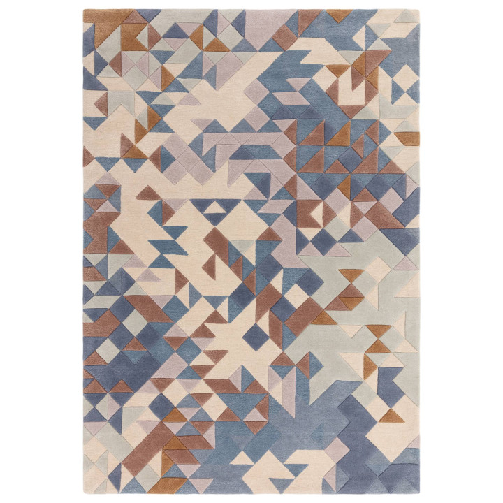 Rug Enigma geometric blue light blue beige brown