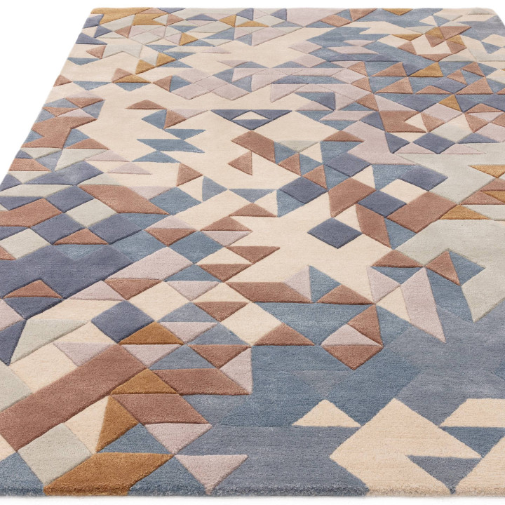 Rug Enigma geometric blue light blue beige brown