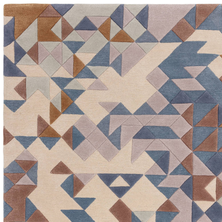 Rug Enigma geometric blue light blue beige brown