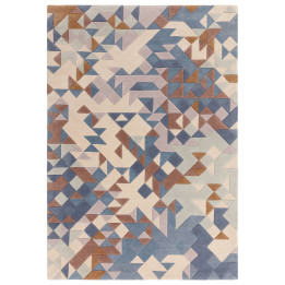 Rug Enigma geometric blue beige brown grey 200x2