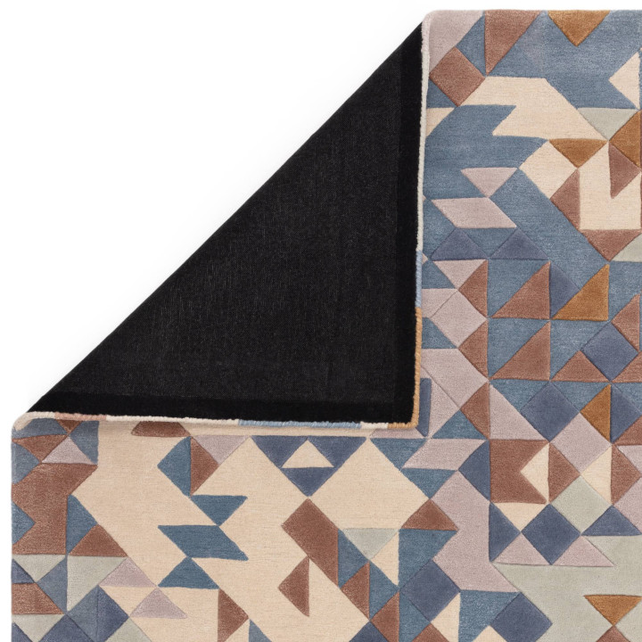 Tappeto Enigma geometrico blu e beige 200x290 cm