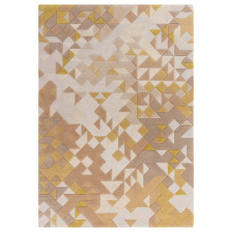 Rug Enigma geometric golden yellow beige taupe l