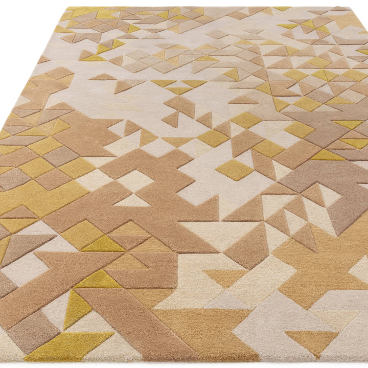 Tappeto Enigma geometrico giallo oro e beige 200