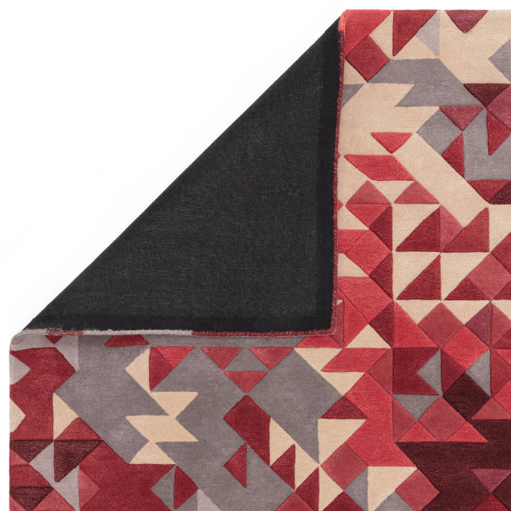 Tappeto Enigma geometrico rosso e bordeaux 160x2