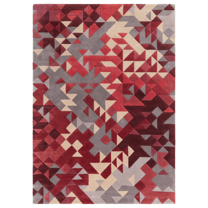 Rug Enigma geometric red burgundy grey beige 200
