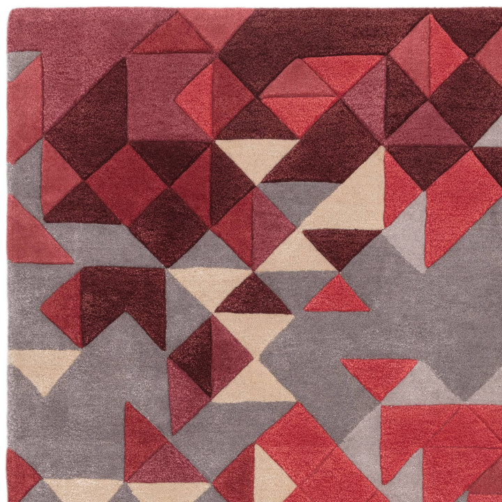 Rug Enigma geometric red burgundy grey beige 200