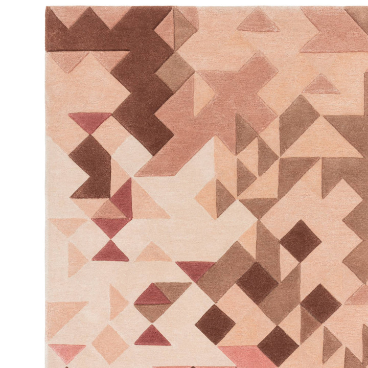 Tappeto Enigma geometrico rosa chiaro e marrone