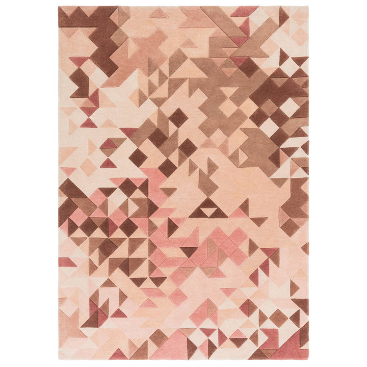 Tappeto Enigma geometrico rosa e marrone 160x230