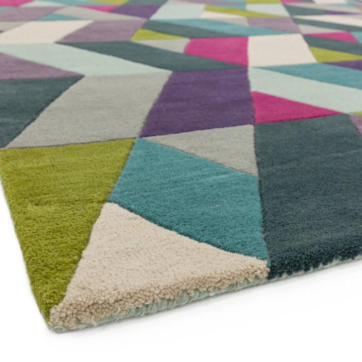 Rug Funk geometric multicolour purple olive gree