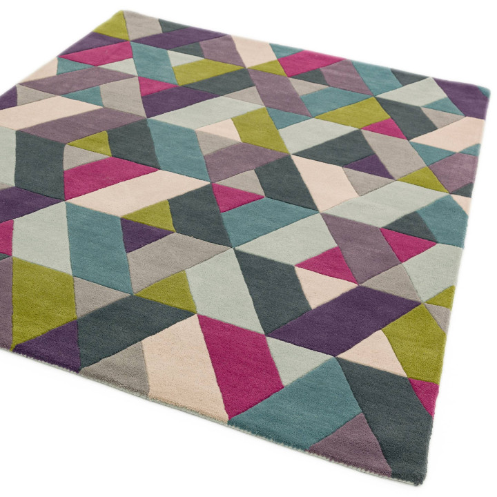 Rug Funk geometric multicolour blue green purple