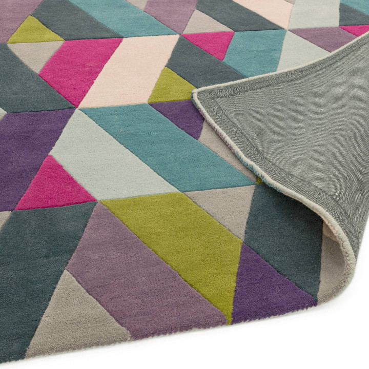 Tappeto Funk geometrico multicolore e blu 120x17