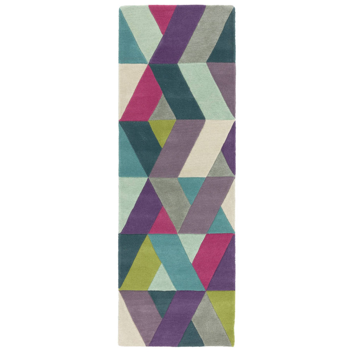 Tappeto Funk geometrico multicolore e verde oliv